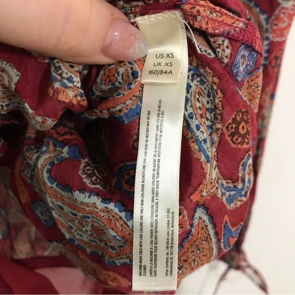 Free People Red Paisley Sundown Off the Shoulder Bodysuit - Picture 8 of 8